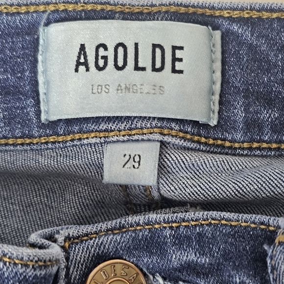 AGOLDE Sophie Jeans 29 Women’s Denim Designer medium dark bluee distressed - Picture 3 of 12